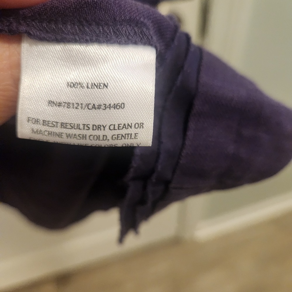 Eileen Fisher Purple 100% Linen Sleeveless Scoop Neck Shift Dress Large - Picture 4 of 7